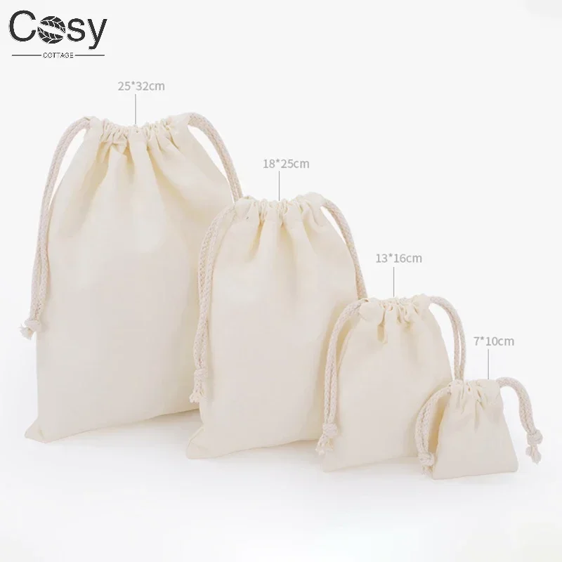Eco-Friendly Cotton Blend Drawstring Gift Bags for Candy Storage and Home Organization