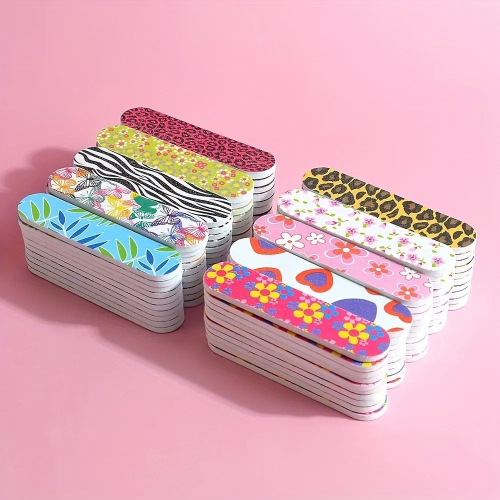 5/10/25Pcs 네일 파일 양면 보드 미니 손톱 파일 다채로운 매니큐어 페디큐어 도구