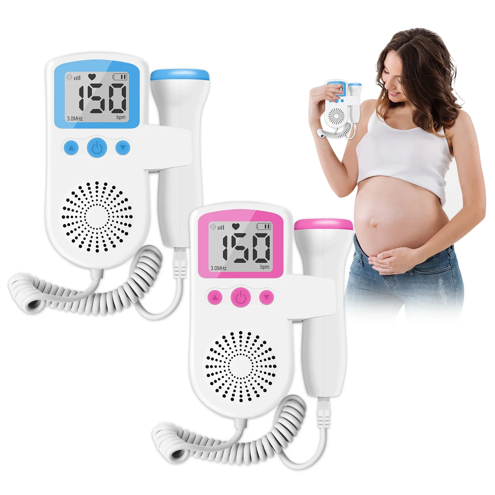 Fetal Doppler Portable LCD Display No Radiation 3.0MH Heart Rate Monitor Sonar Meter For Home Pregnancy Baby Sound B Detector