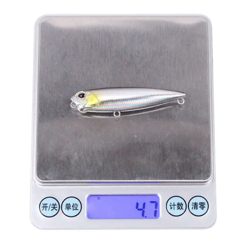 Pei Fishing Lure Set 6.5cm/5.6g Zigzag Dog Pencil Lure with Built-in Rattle Bead Fishing Green Tip fishing lure