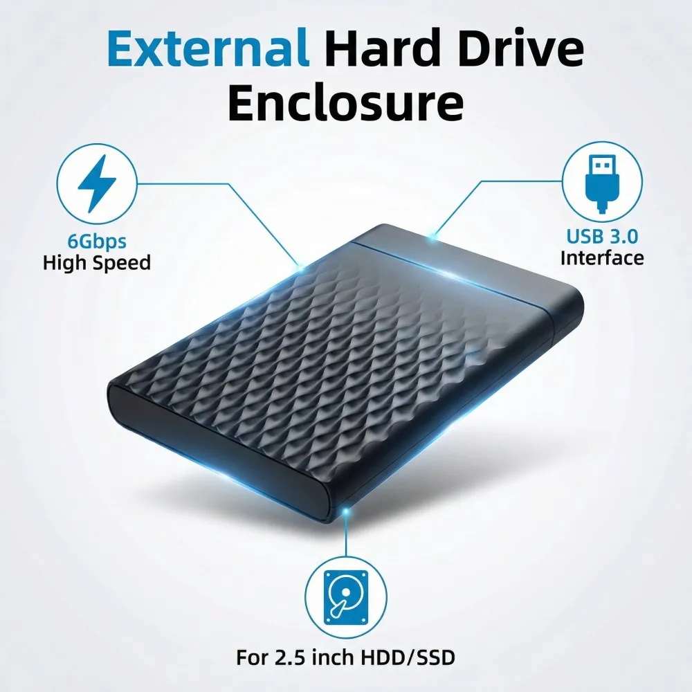 티쉬릭 2.5인치 SSD HDD 인클로저 SATA-USB 3.0 모바일 외장 하드 드라이브 케이스 6Gbps 속도 SATA SSD HDD 스토리지 하드 디스크 박스