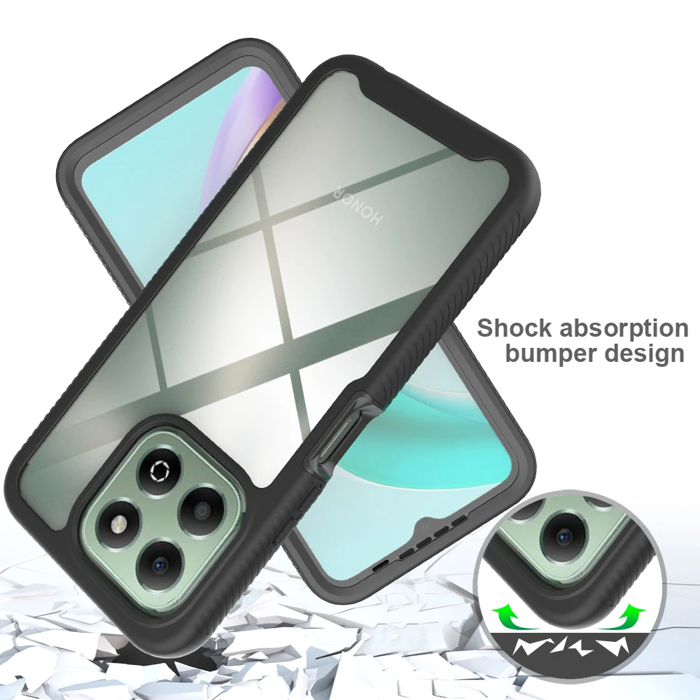 Transparent Shockproof Armor Phone Case Cover with Full Coverage PET Screen Protector