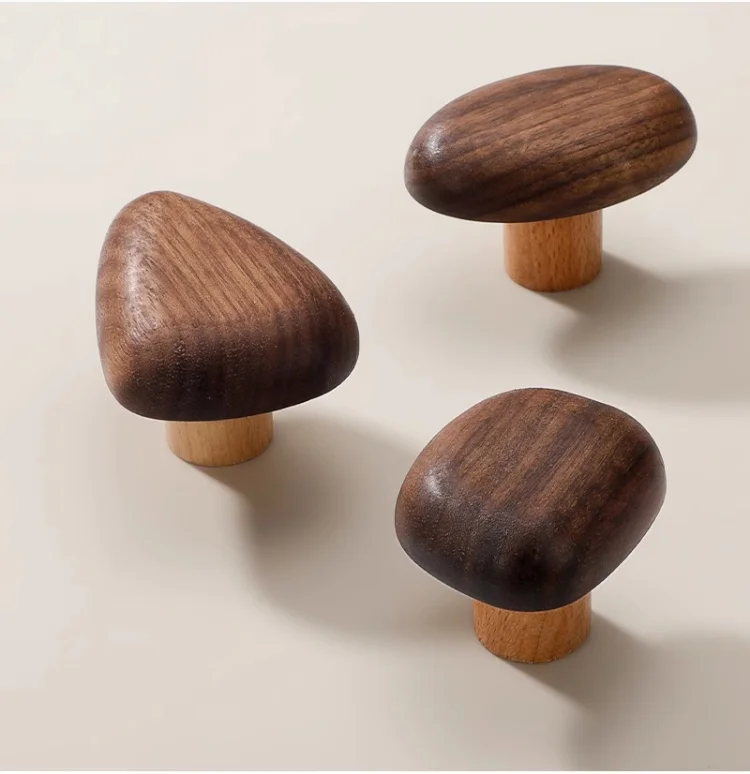 Nordic Kinder Holz Schrank Griffe Kreative Cartoon Kiesel Schublade Zieht Natürliche Holz Knöpfe für Kinderzimmer Kleiderschrank – Detail 6