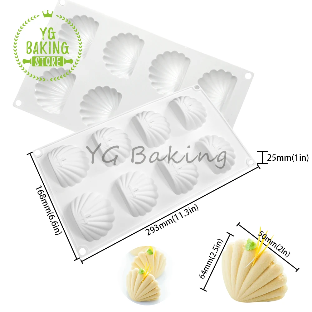 8 Cavity 3D Seashell Design Pudding Mousse Mould DIY Candy Chocolate Silicone Mold Cake Decorating Tools Kitchen Bakeware