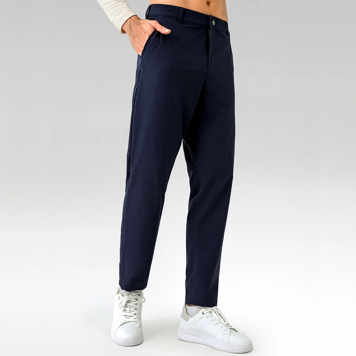 Men Thin Quick-drying Classic Four-sided Springing Casual Sweatpants With Hidden Zipper Pockets Solid Color For Men Pants 6