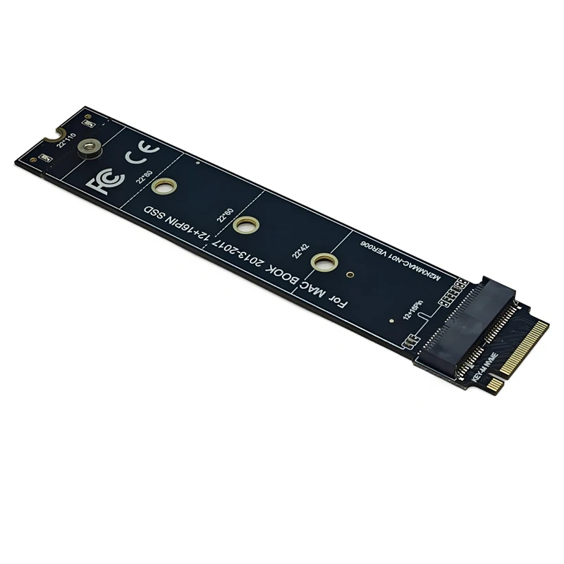 Macbook SSD 변환기 Macbook 2013 2014 2015 2017 A1465 A1466 12 + 6Pin SSD-M2 KEY-M NVME 라이저 카드 어댑터 22110 크기