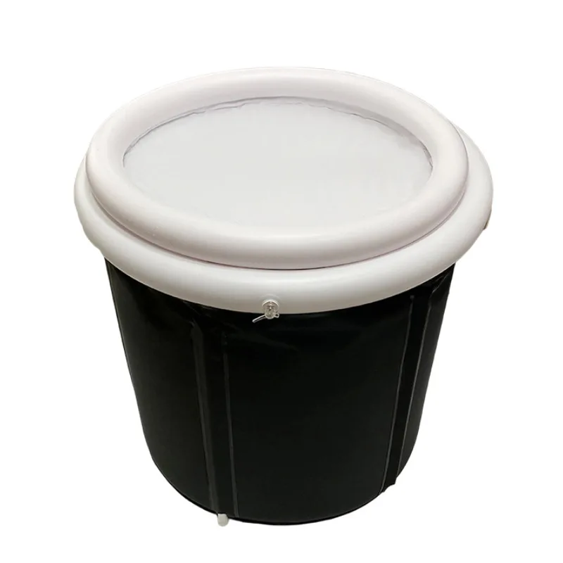Foldable Black Ice Bath Tub Adult Bath Tub Household Folding Tub PVC Padded Spa Bath 75 * 80cm Air Rim Portable 5