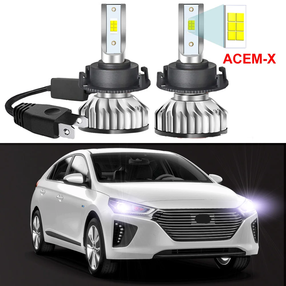 2Pcs Car LED Headlight Bulbs For Hyundai Ioniq 2017 2018 2019 2020 High Low Beam(Only fit original is halogen)