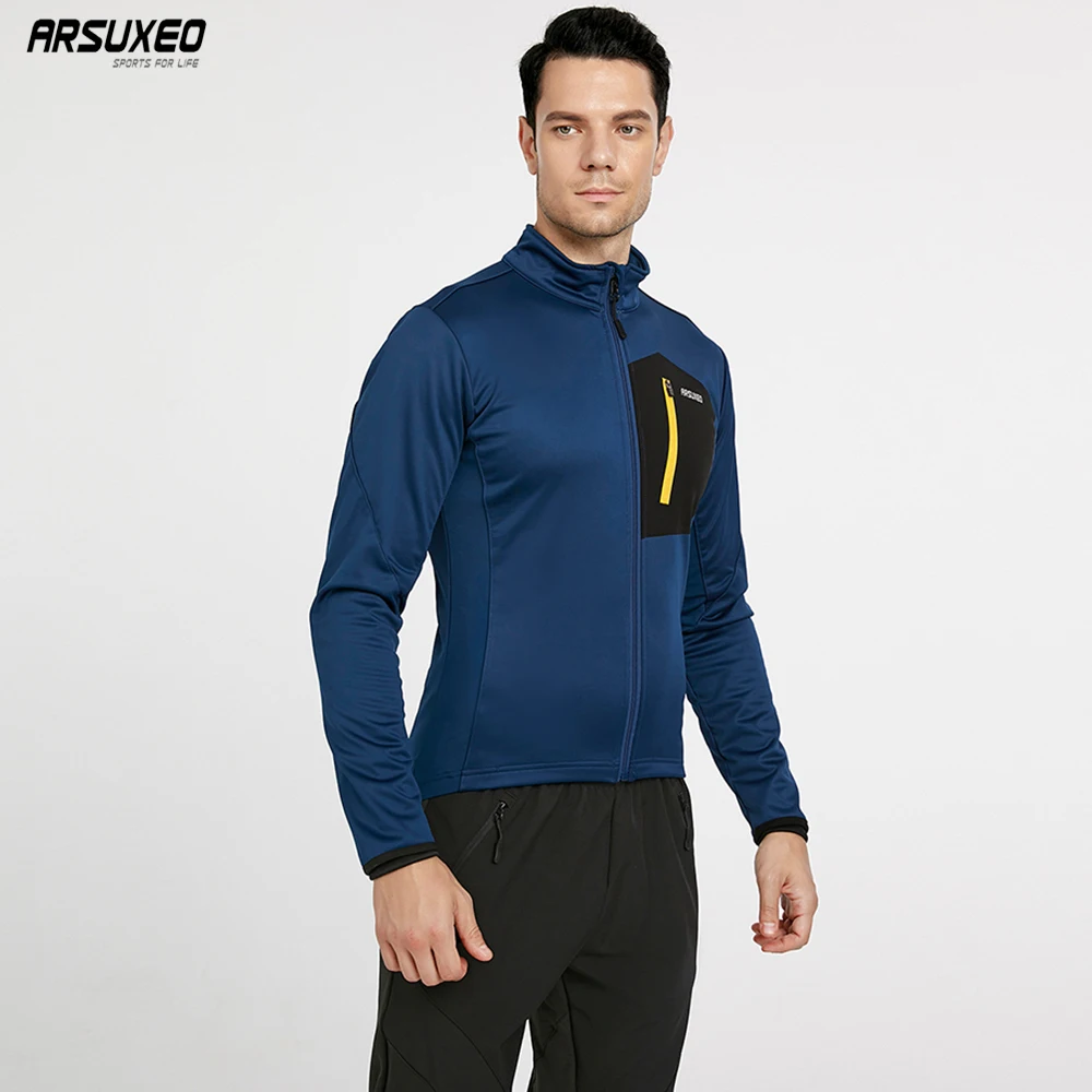 

ARSUXEO Cycling Rain Jackets Men Winter Fleece Thermal Jersey Bike Bicycle Biking Windproof Clothing Ropa Ciclismo