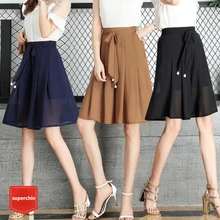 

Summer Women Shorts Skirts Loose Chiffon Shorts with Inner Pockets Sashes Plus High Waisted Short Pants