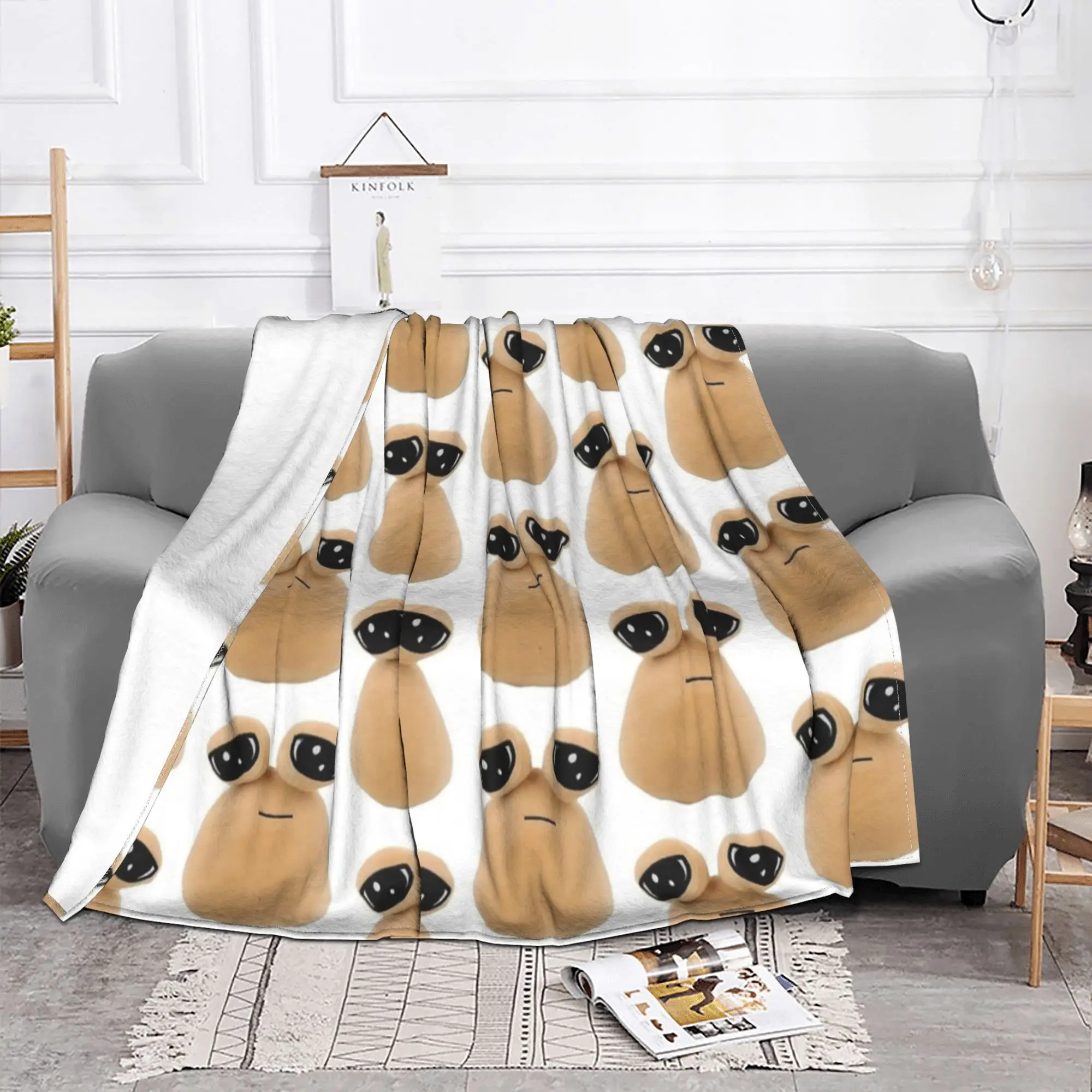 My Pet Alien Pou Flannel Throw Blanket Cute Cartoon Blanket for Bedding Car Super Warm Bedspread 2