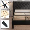 ing Size Platform Bed Frame with Button Tufted Headboard,Upholstered Bed Frame with Solid Wooden SlatsNoise Free,Easy Assembly 4