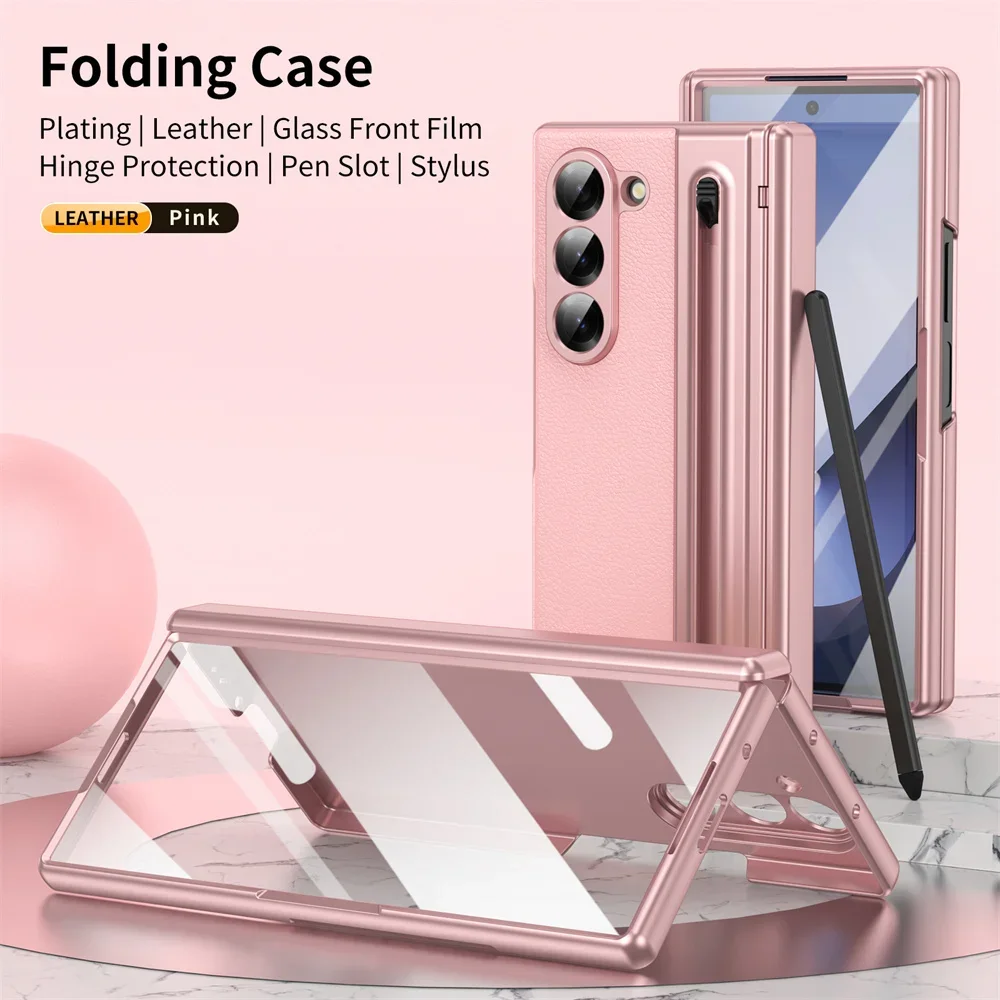Luxury Leather Case with Hinge Protection and Pen Slot - Includes Glass Film