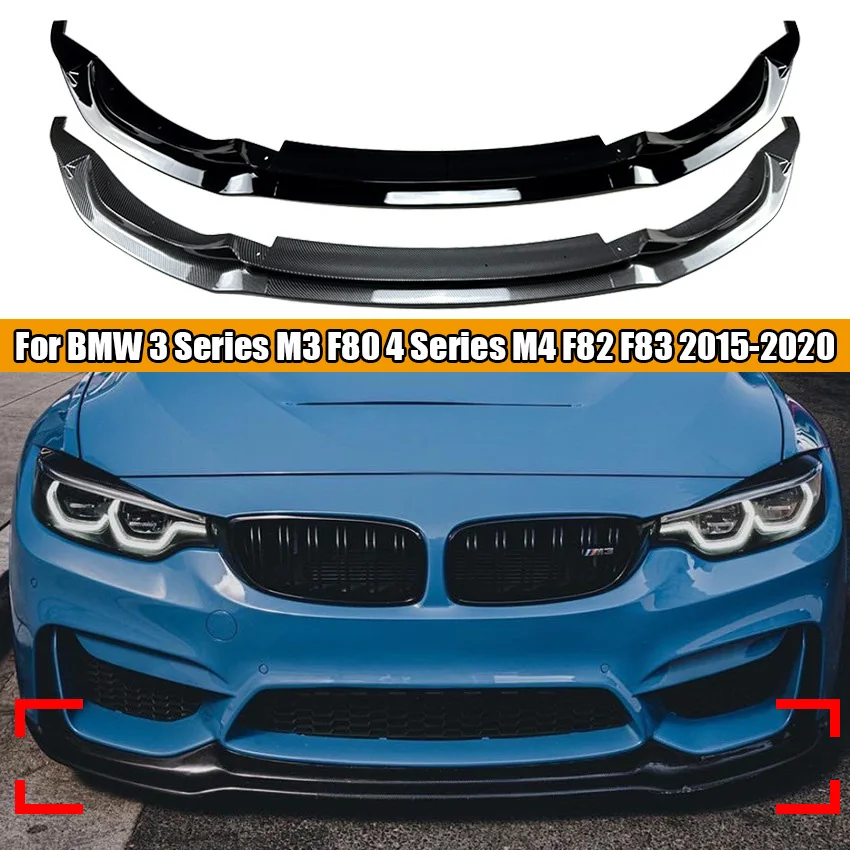 3Pcs Car Paraurti Anteriore Lip Spoiler Splitter Per Bmw M3 F80 M4 F82 F83 Diffusore Splitter Cover Gurad Body Kit 2015-2020 Tuning