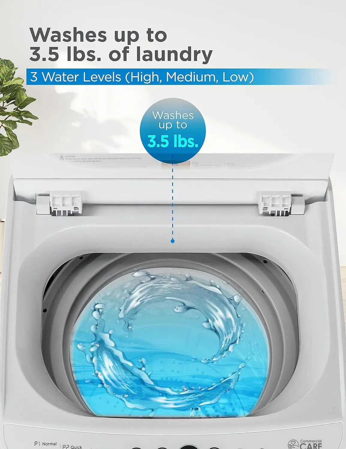 0.9 Cu. Ft. Portable Washing Machine, Compact Washing Machine with 6 Wash Cycles, Portable Clothes Washer Featuring 3 Water Leve 4