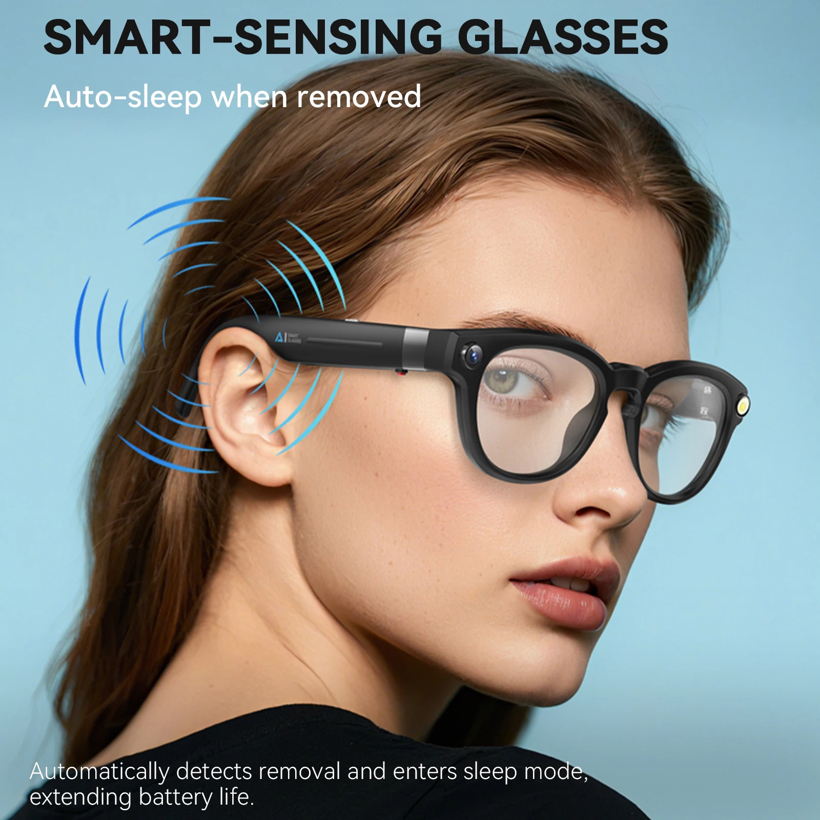 EIGIIS AI Smart Glasses Bluetooth Call With AI Voice Translate Intelligent shooting function Noise Reduction Waterproof Glasses 2