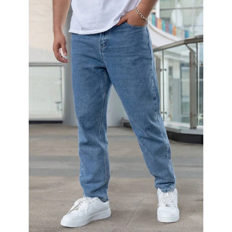 Slim Straight Jeans Men's Casual Pants Mid-Term Neutral Style Other Material 100% Spring Seasonal Fashion Neutral Audience