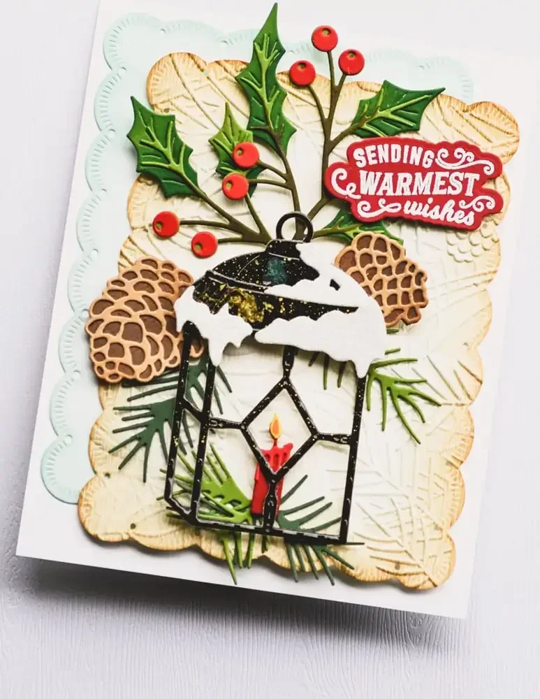 Christmas Bear Poinsettias Lantern Compilation Metal Cutting Die Clear Stamps Stencil Hot Foil DIY Making Card Scrapbook