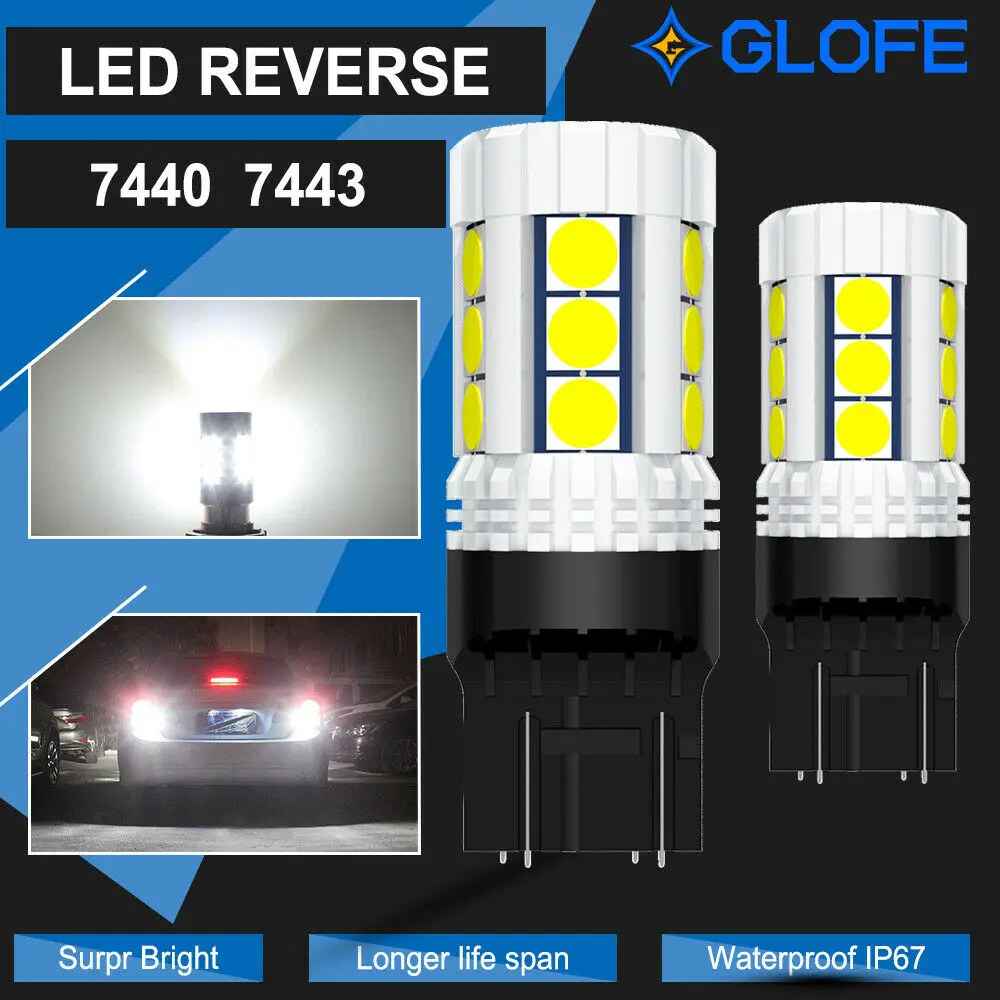2X Glofe 18Smd 7443 7440 светодиодный фонарь заднего хода Drl 2200Lm яркий белый 6K | Автомобили и