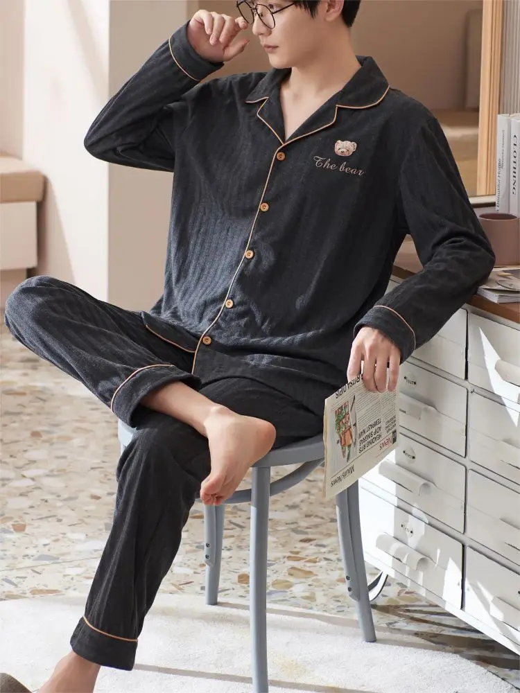 Pajama Couple Man and Woman Cotton Pajamas Men's Silk Pajamas Warm Sleeping Sleepwear Big Size Home Clothes for Men Boy Pyjama