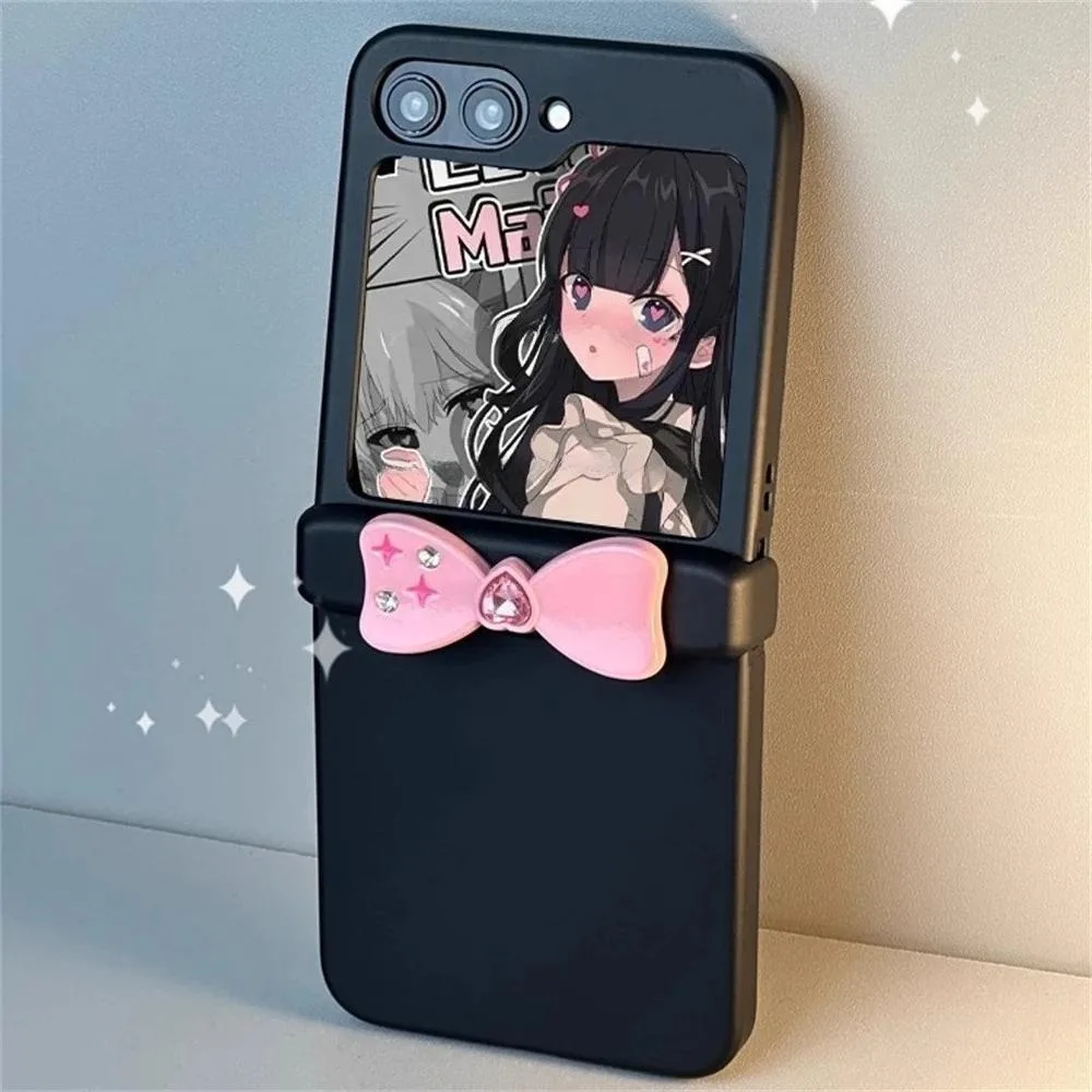 Solid Color Cute Pink Bow Korean Leather Rope Phone Case - Shockproof Back Cover