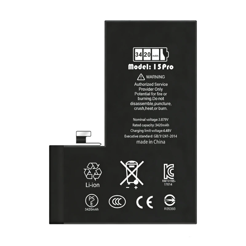 For 15 Pro 3420mAh A3104 A2848 A3101 A3102 High-Capacity Replacement Mobile Pho