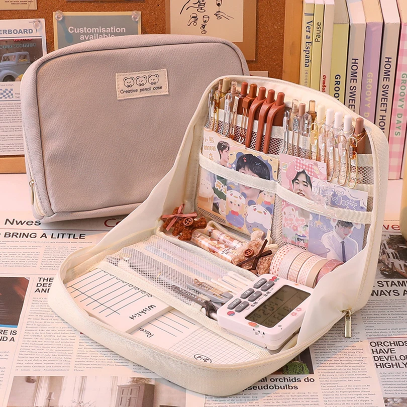 

Pencil Cases For Girls Cute Pencil Case Estuches Escolares Large Capacity School Supplies Trousse Korean Stationery Pencil Box