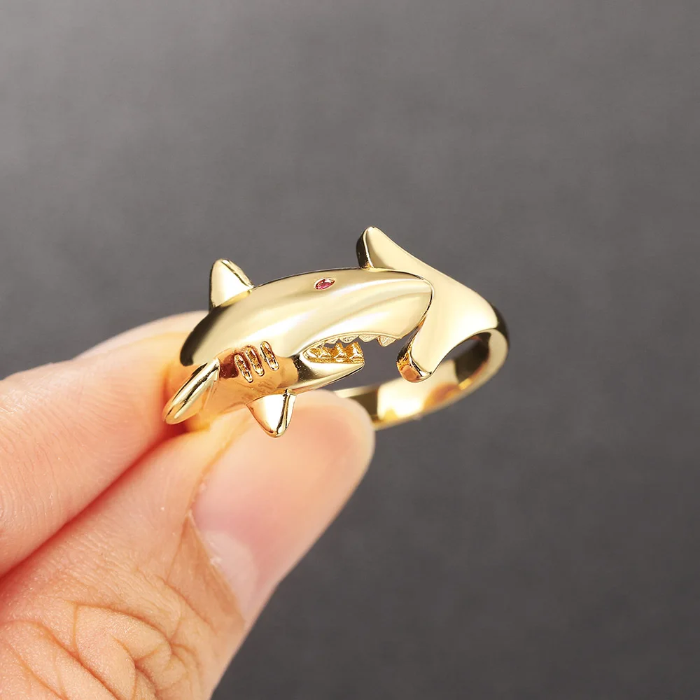 KOEDLN 2 Anillos De Tiburón Blanco Y Cabeza De Martillo, Joyería De Personalidad De Animales Del Océano Para Mujeres Y Hombres, Aleación