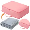Space Saving Self Compression Organizer with Zipper Comforter Storage Bag Blanket Storage Bags for Comforters Blankets Bedding 3