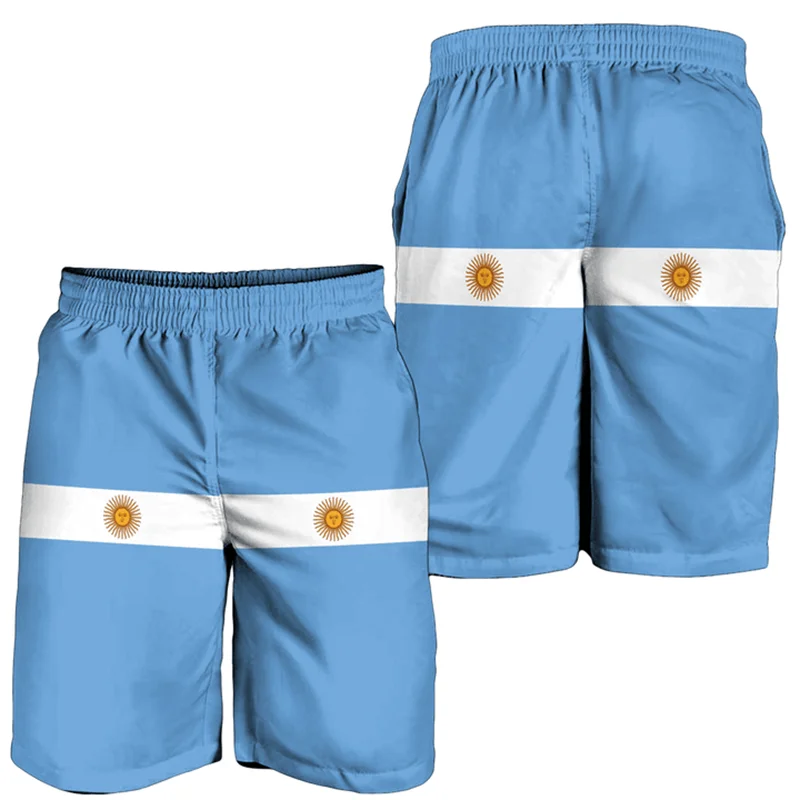 

Argentina Flag Map 3D Print Short Pants For Men Clothes Casual Hawaiian Beach Shorts National Emblem Trunks Male Boy Trousers