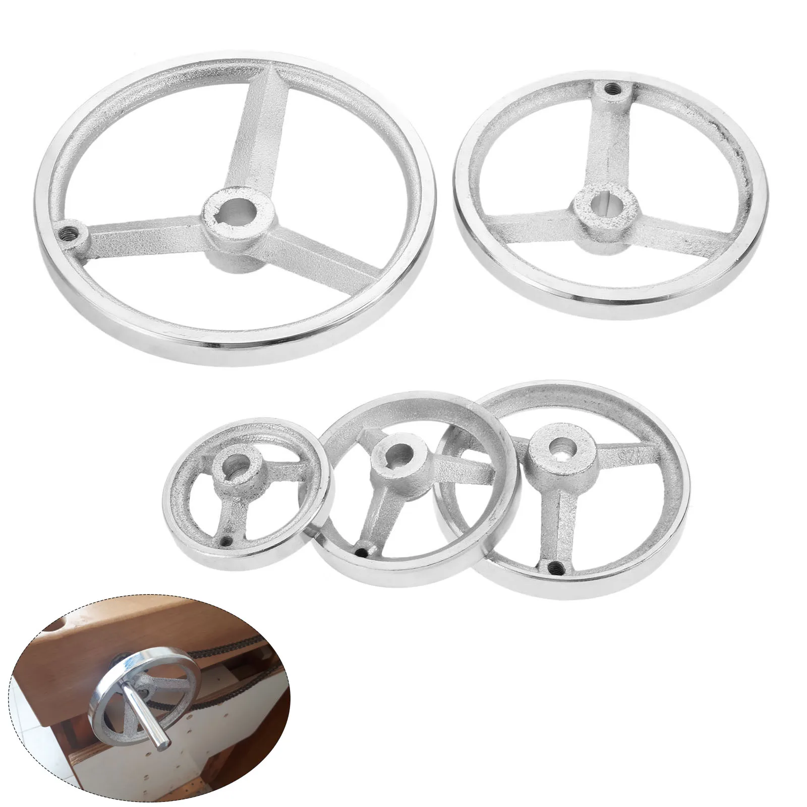1 PC M6 M8 M10 4 Spoke Round Iron Hand Wheel 3/4/4.5/6/8 Inch for Lathe ...