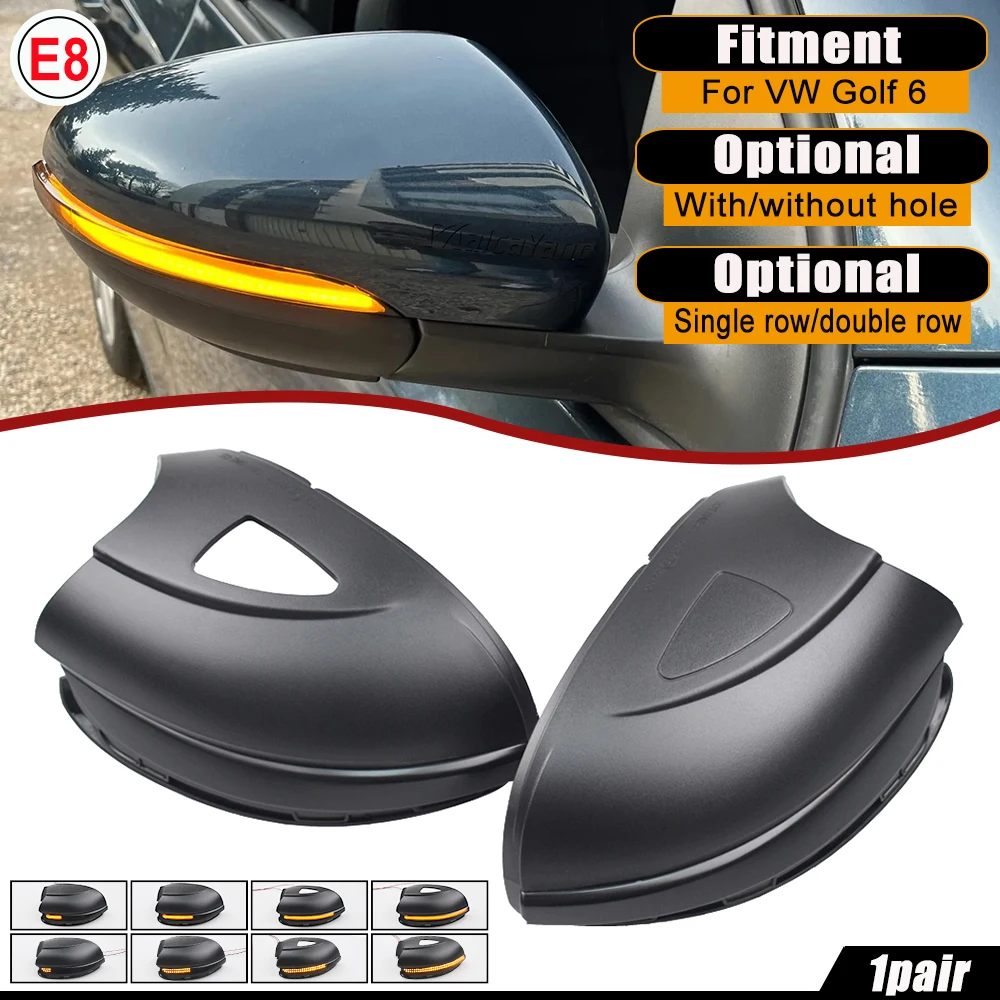 폭스바겐 VW 골프 6 MK6 GTI R32 2008-2015 LED 사이드 백미러 표시기 점멸기 리피터 다이내믹 방향 지시등, 2X