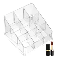 Clear 9/24/36/40 Grids Acrylic Makeup Organizer Lipstick Holder Display Rack Case Cosmetic Nail Polish Make Up Organiser Tool 2