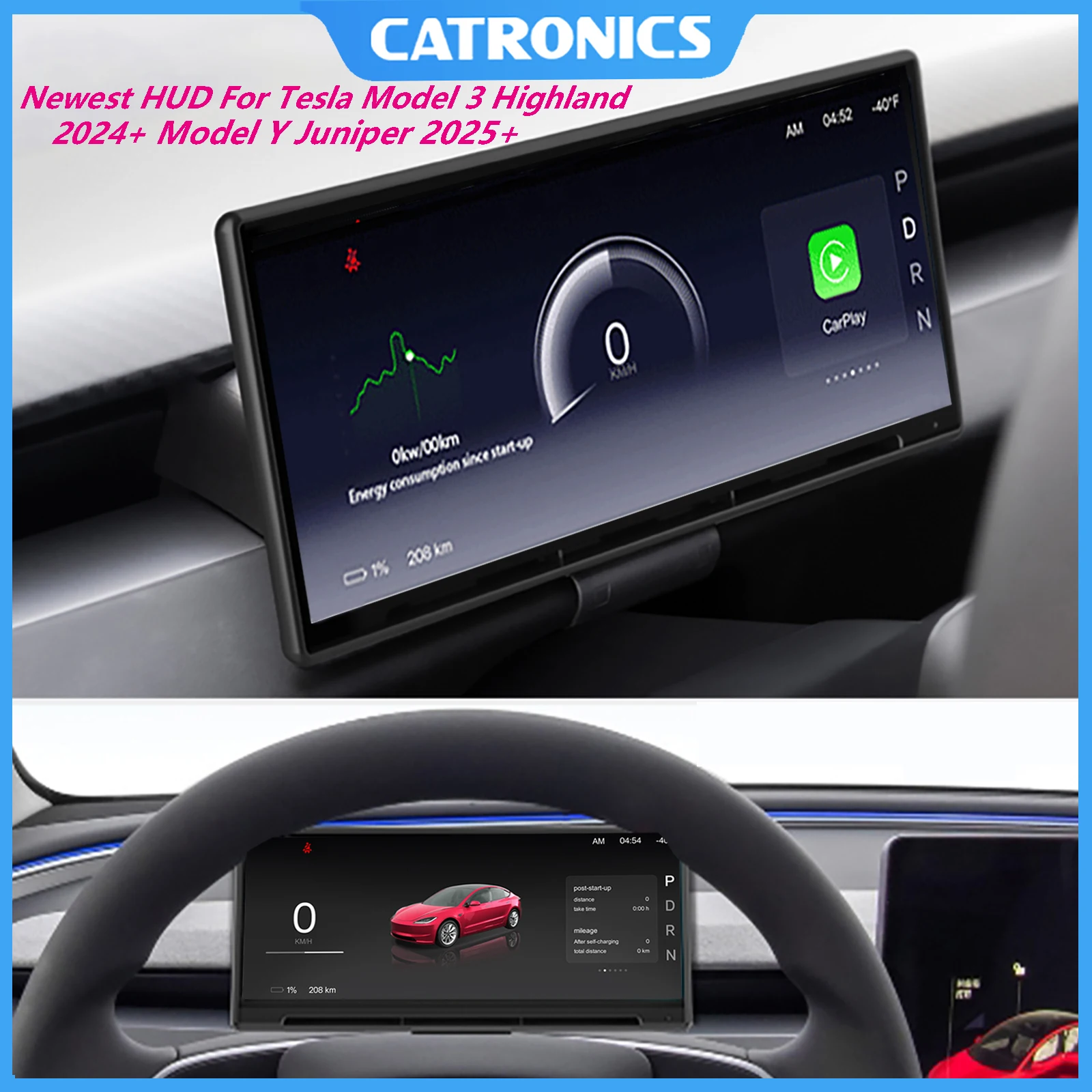 8.9" HUD for Tesla Model 3 Highland Y Juniper Smart Driver Screen Instrument Das