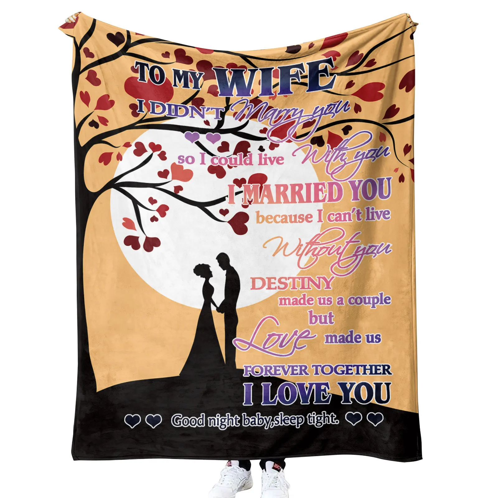 

Letter to Wife Blanket Flannel Throw Blanket for Women Adults Kids Lightweight Soft Blankets for Bed Sofa Office 100x150cm