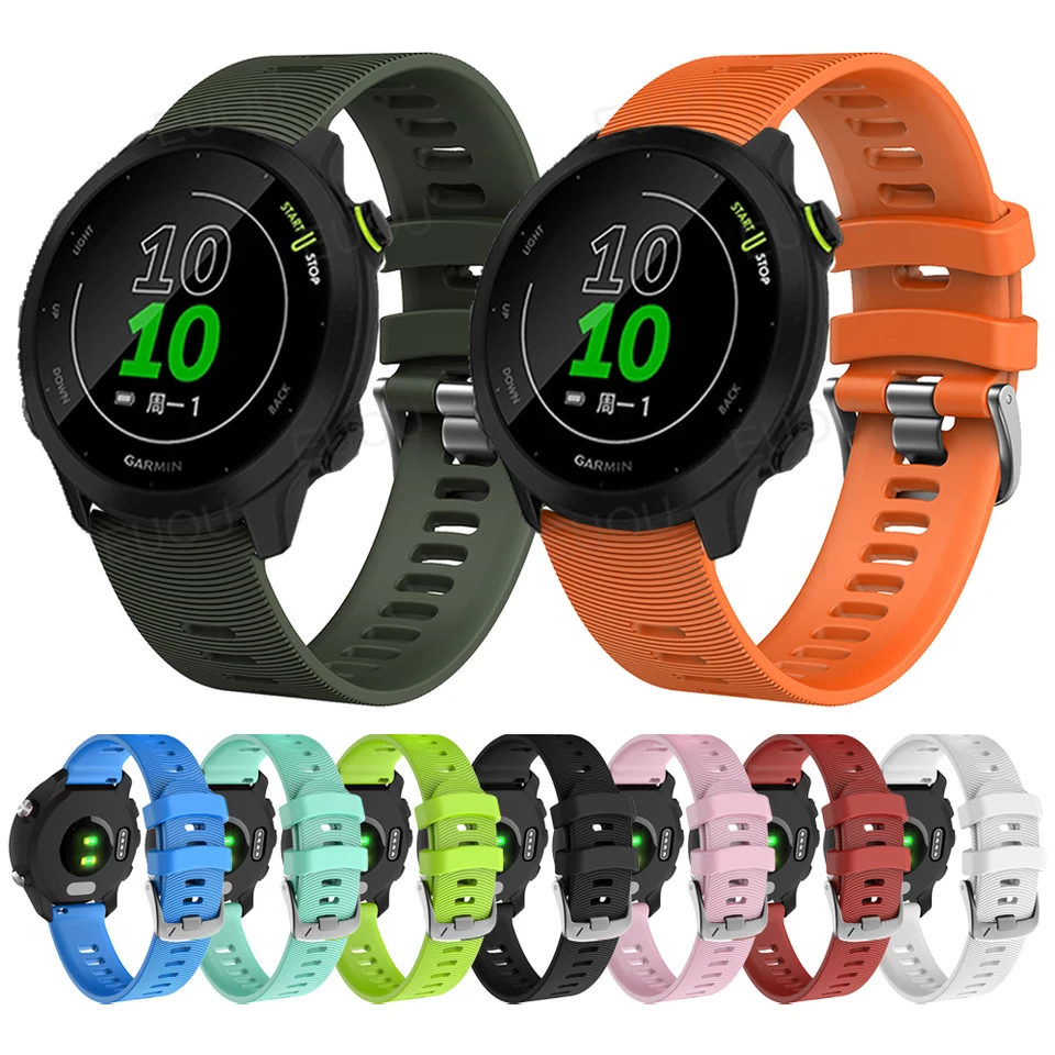 FTRONGRT Cinturino In Silicone 20mm Per Garmin Forerunner 55 – Sostitutivo, Regolabile, Traspirante E Antisudore