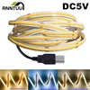 DC5V COB Led light strip with USB power supply 320LED/m high-density flexible lighting 3000K/4500K/6500K multi color light strip 1
