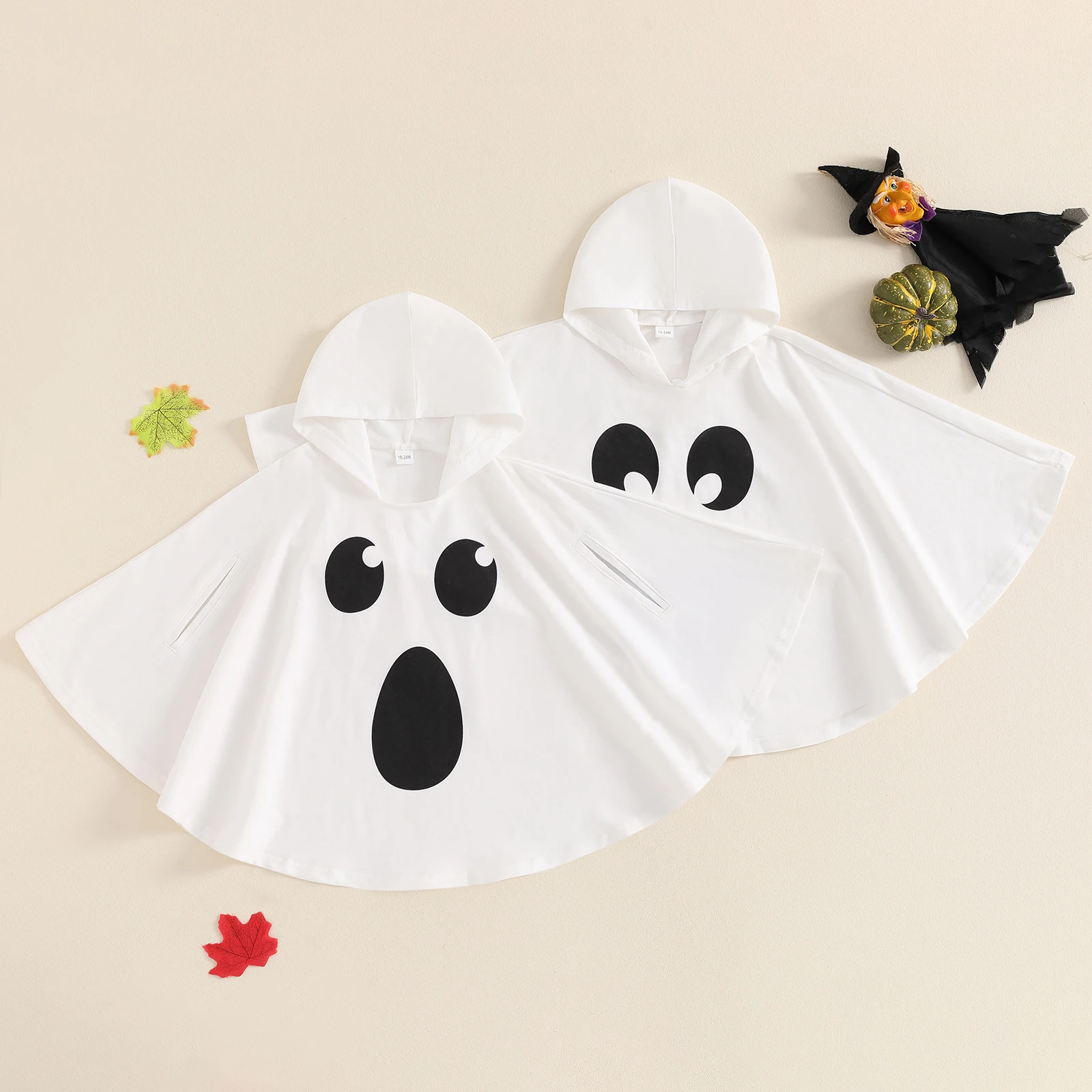 Kids Halloween Costume ghost print hood cape cosplay clothes cloak for boys girls