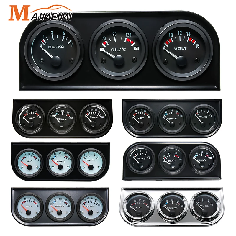 Triple Gauge Kit Voltmeter Triple Gauge Kit – Voltmeter, Watertemperatuur & Oliedrukmeter In Één, Voor 12V Auto's Watertemperatuur Meter Auto