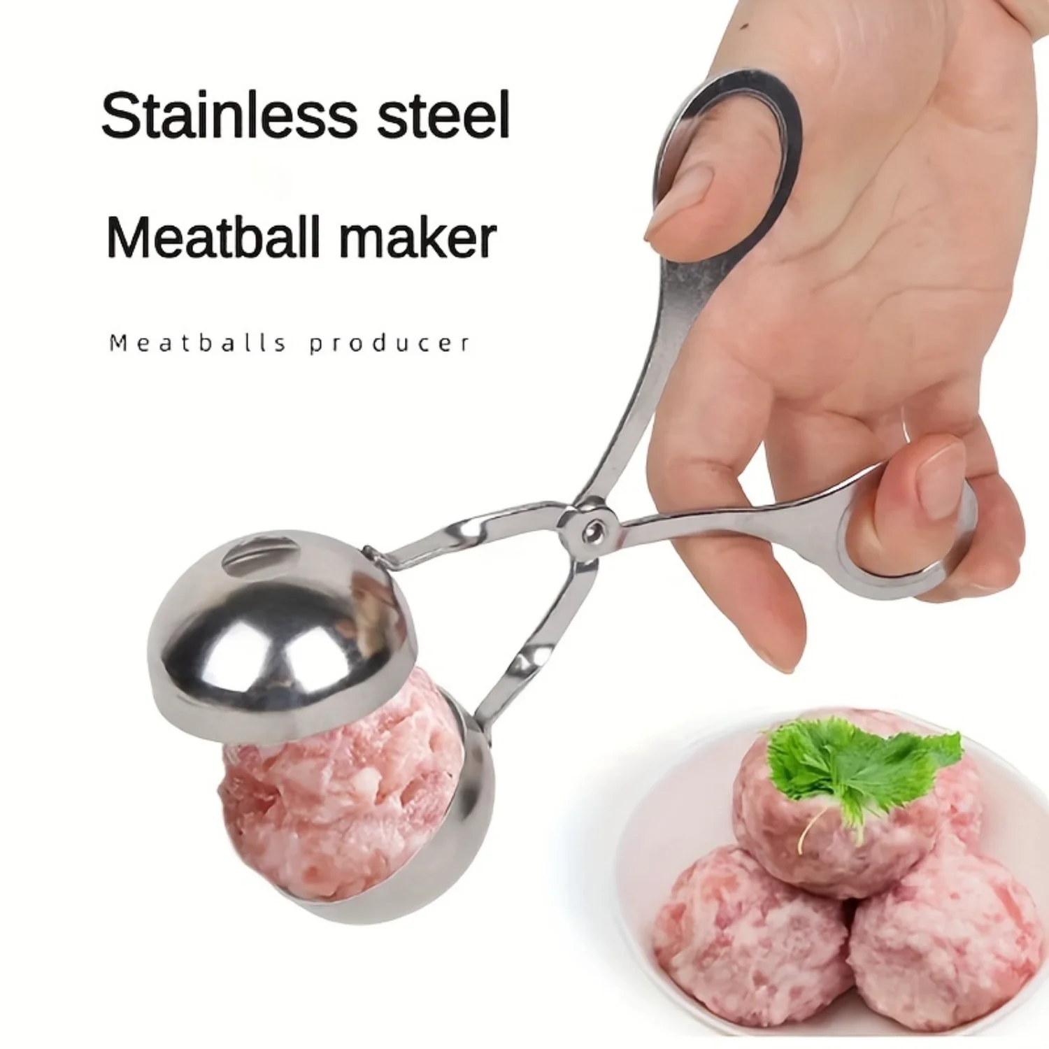 Multifunctional Stainless Steel Non-stick Meatball Maker with Tongs Kitchen Tool for Meatballs Cake Ice Cookies