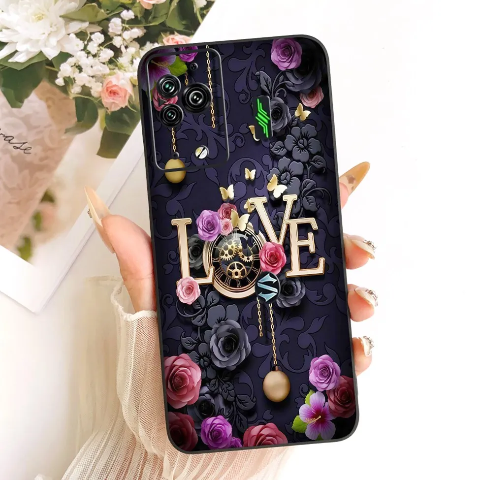 Cute Cat & Butterfly Design Silicone Case - Black Shark 5 Pro