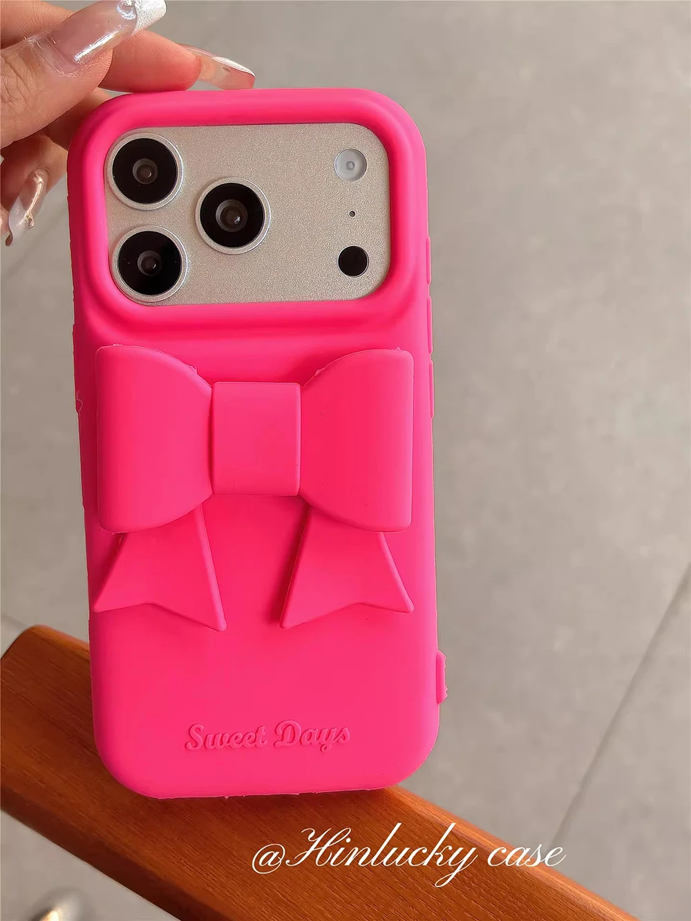 Charming 3D Pink Bowknot Soft Silicone Phone Case - Lovely Bow Shockproof Back Cover