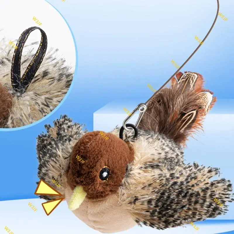 W3JF Automatic Sound And Vibration Plush Bird Toy For Indoor Cats Fun Teaser