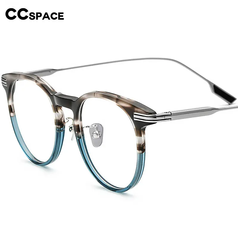 55737 Retro Round Acetate Optical Glasses Frames Women Fashion Stripe