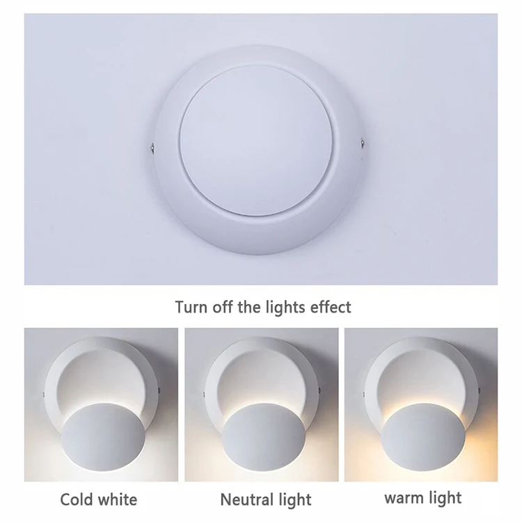 wall night light LED Wall Lamp Decorative Light 360 Degree Rotation Suitable For Living Room Bedroom Bedside Hallway Stairs 6W Round Bedside Lamp plug in wall sconce