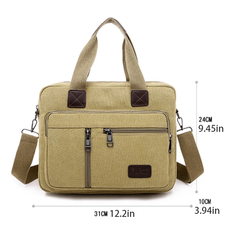Men's crossbody bag, 15.6-inch laptop handbag, vintage canvas briefcase, shoulder bag