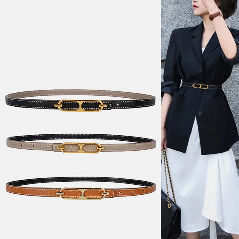 Light Luxury Simple Belt Women's Decoration With Skirt Waist Versatile Dual-Purpose Double-Sided Thin Belt Trouser Belt