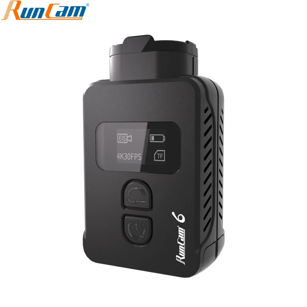 RUNCAM 6 Caméra FPV HD 4K 60fps fixée sur un drone, montrant les câbles et la fixation.