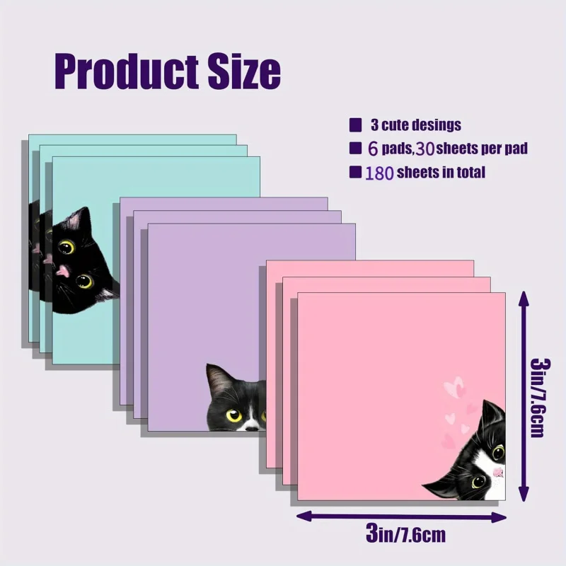 Cute Cat Sticky Notes Set - Fun and Functional Office and School Supplies