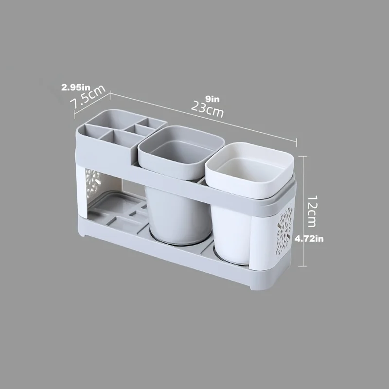 1pc New Chic Hollow Design Toothbrush & Toothpaste Holder Set with Drain-Ideal for Bathroom Organization, Home Decor